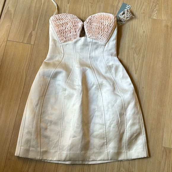 ALEMAIS PEARL SMOCK MINI DRESS - Picture 2 of 5